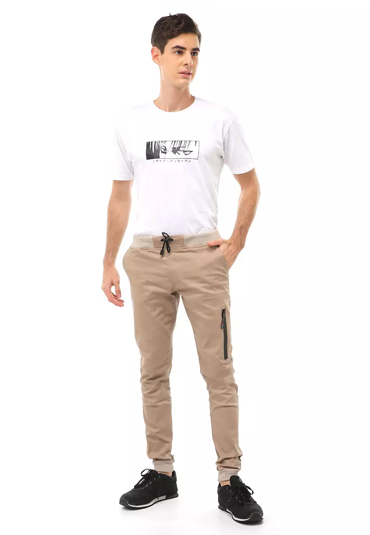 Locko Long Pants Celana Jogger Pria Style Comando Material Cotton ORIGINAL - Cream