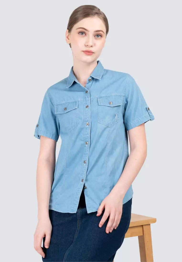 Polo Haus - Women’s Signature Fit Denim Short Sleeve Shirt WWSSV003