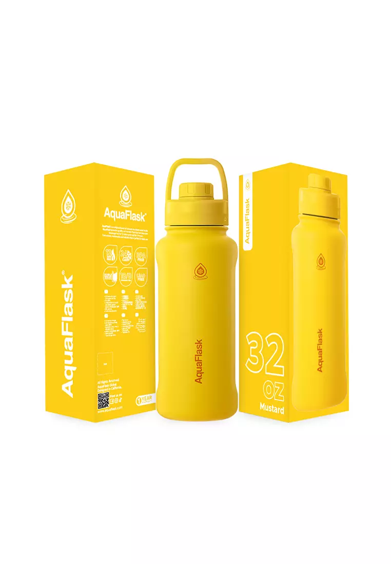 32oz Mustard New Sports Lid Bottle Wide Mouth Vacuum Insulated Stainless Steel Drinking Water Bottle