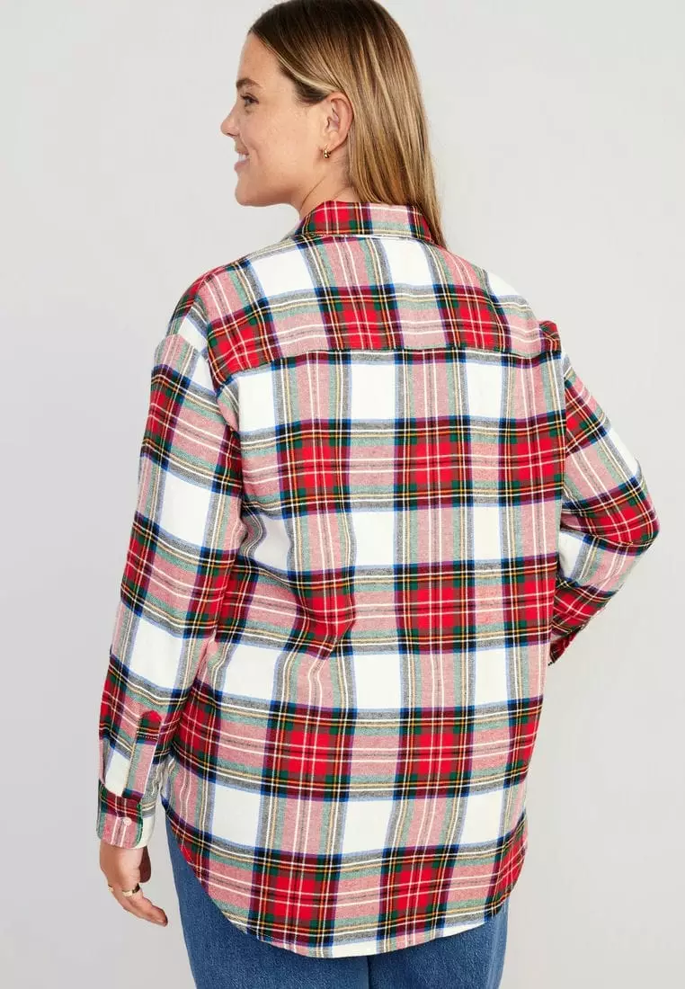 Oversized Flannel Boyfriend Shirt For Women