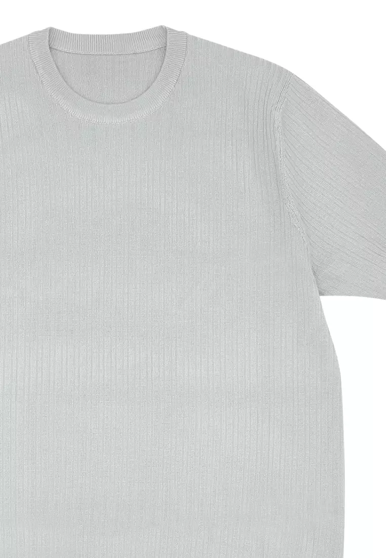 Men's Knit Shirt with Side Slit - Gray