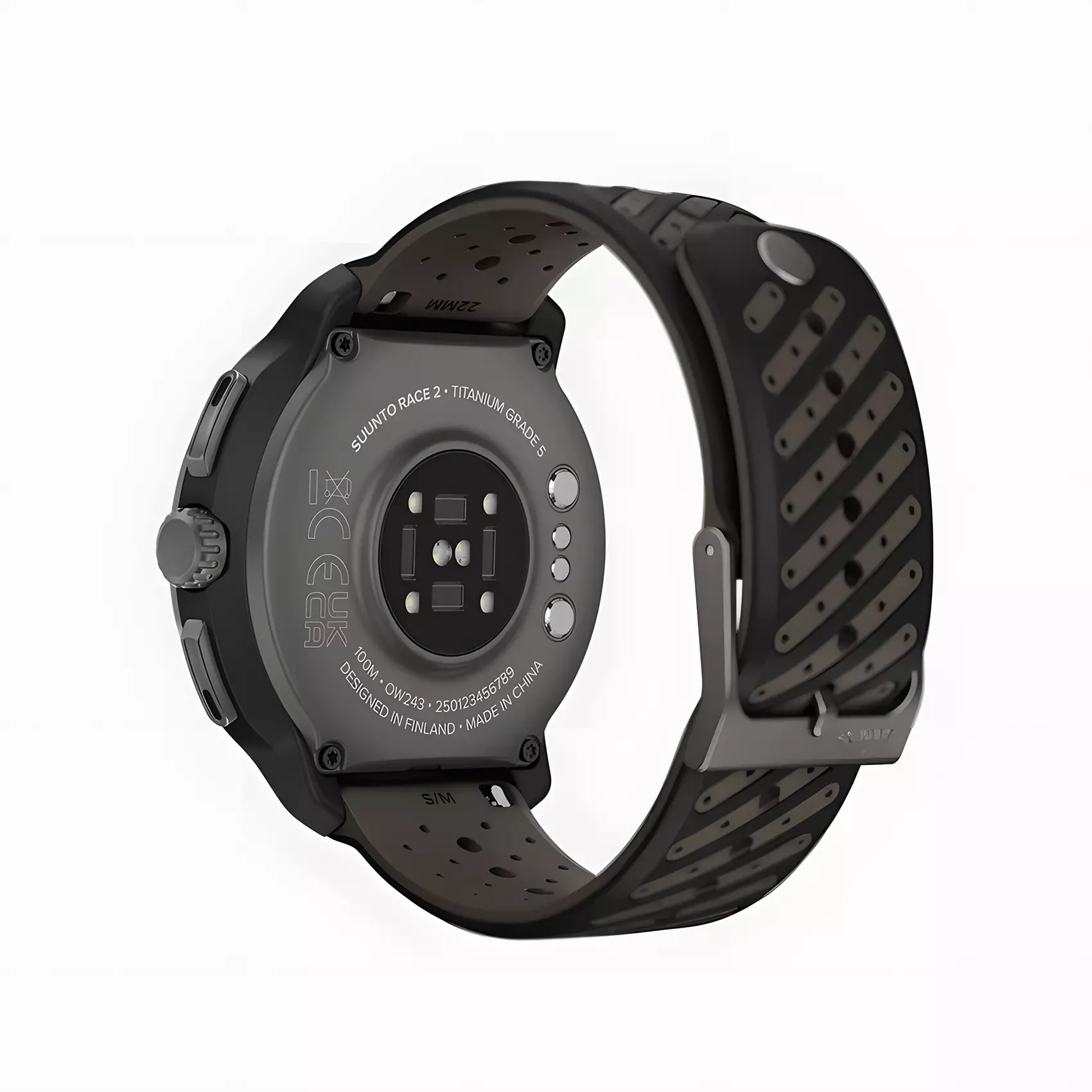Suunto Race 2 - Jam Tangan Unisex - Dark Brushed Titanium Striped Two-Tone Black Silicone Strap - SS051202000