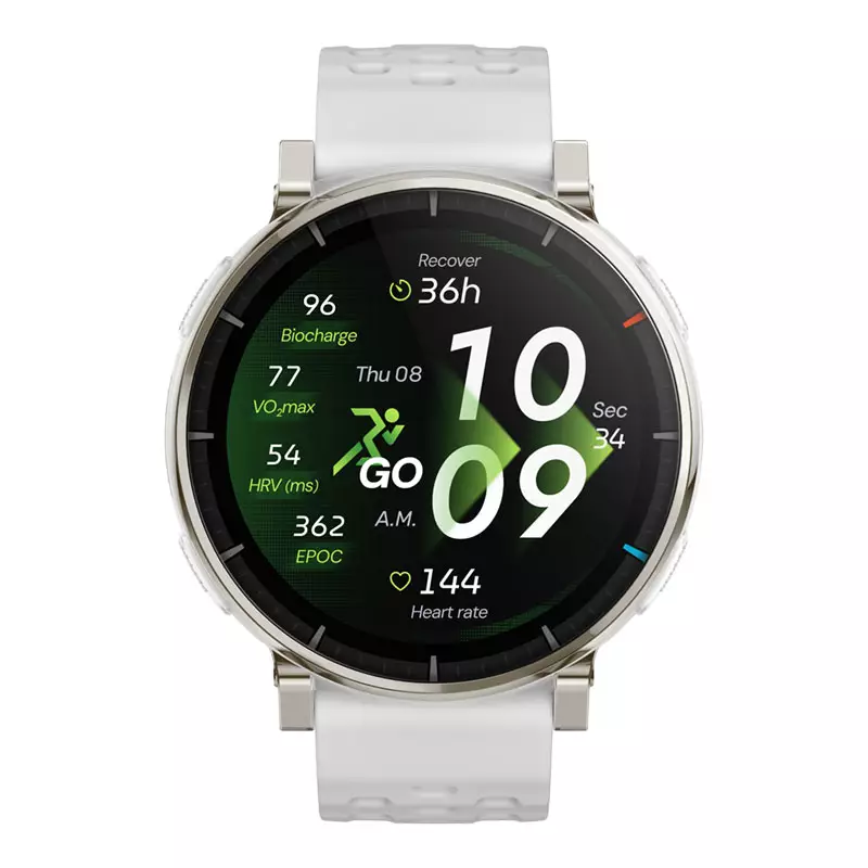 Jam Tangan Unisex Amazfit Active 3 Premium A2559-WHITE Smartwatch 45mm AMOLED Aero White Silicone Strap