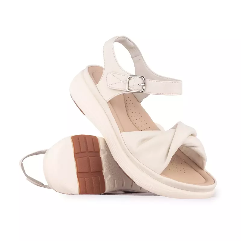 Sandal Strap Sling Back Wanita Casual Gino Mariani Brittany Off White