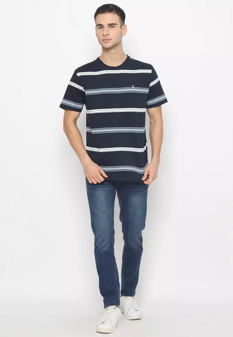 MATSUDA T Shirt Pria Kaos Stripe Motosu