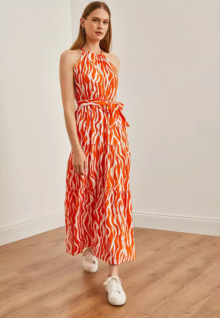 Halter Neck Belted Dress