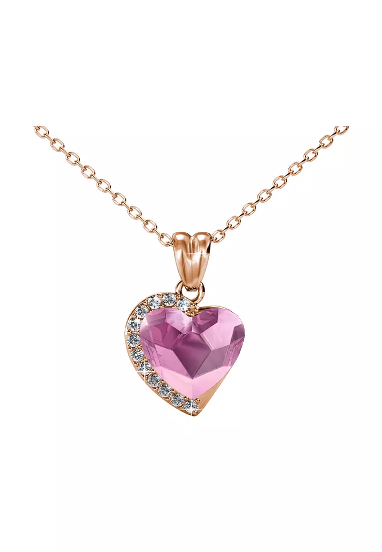 Fond Love Pendant Light Pink RG - Kalung Crystal Swarovski by Her Jewellery