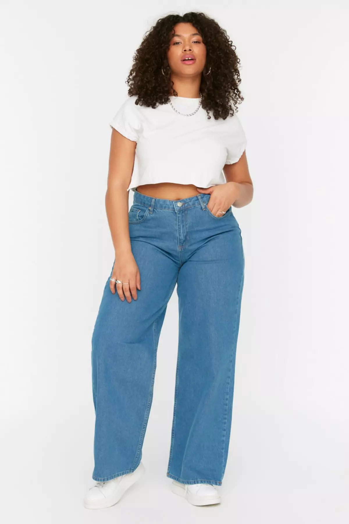 Plus Size High Waist Wide Leg Jeans