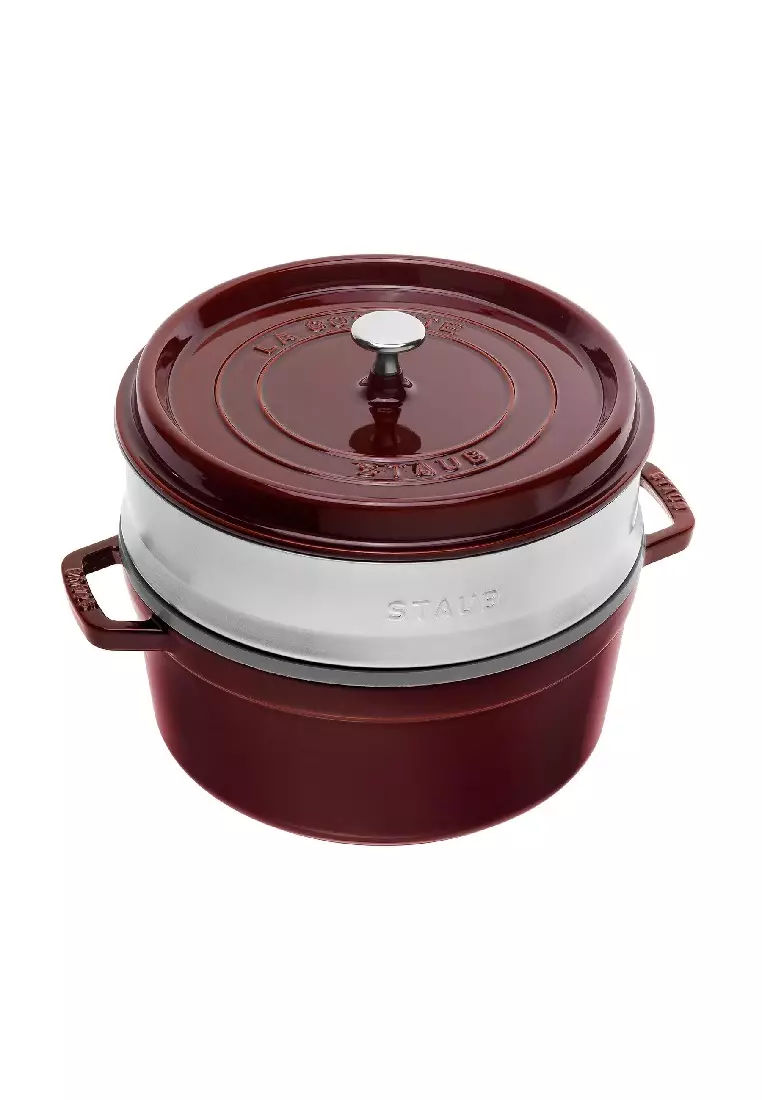 Buy STAUB Staub Cast Iron 26cm Round Cocotte With Steamer Insert