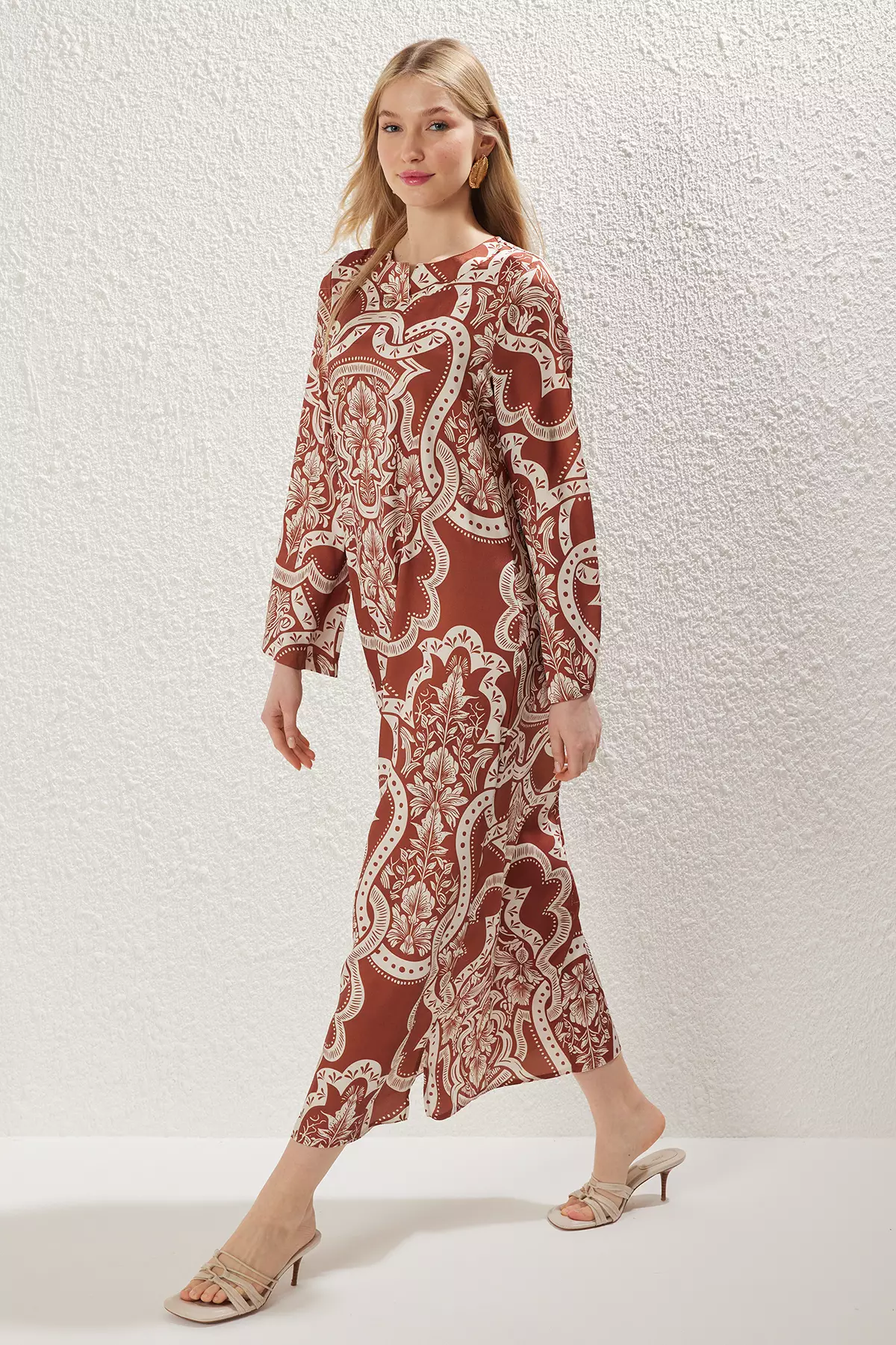 MODEST Satin Print Dress