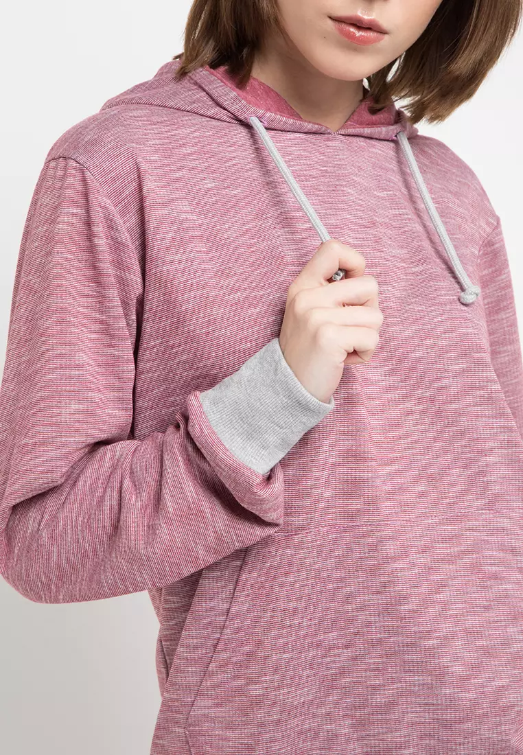 Jacket Hoody Lengan Panjang No Zipper Stripe