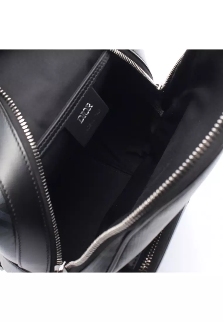 Pre-Loved Christian Dior rider mini sling bag CD Diamond body bag PVC leather black Dark navy