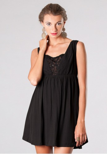 Sleeveless Black Dress with Lace