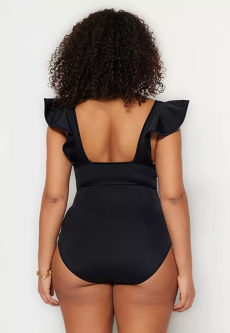 Plus Size Buckle Detailed Swimsuit