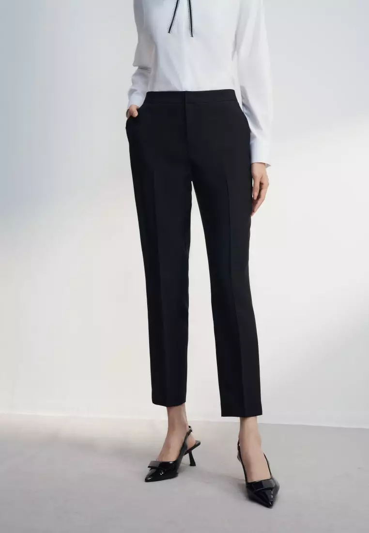 Water & Oil Repellent Plainweave Ankle Cigarette Pants