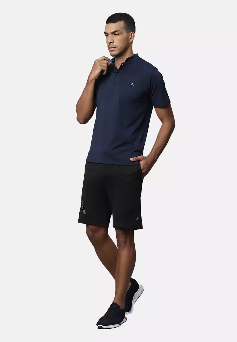 Biru Luxe Pria Athleisure Tee Desainer Kerah Cina