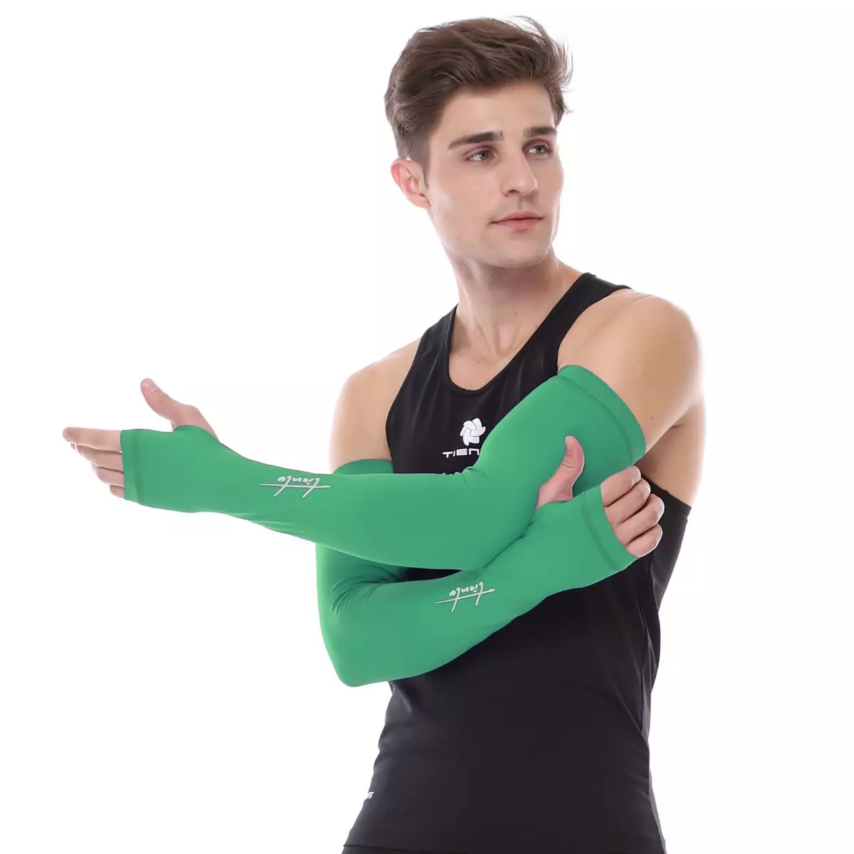 Jual Tiento Manset Tangan / Hand Sleeve/ Arm Sleeve Green Thumbhole Men