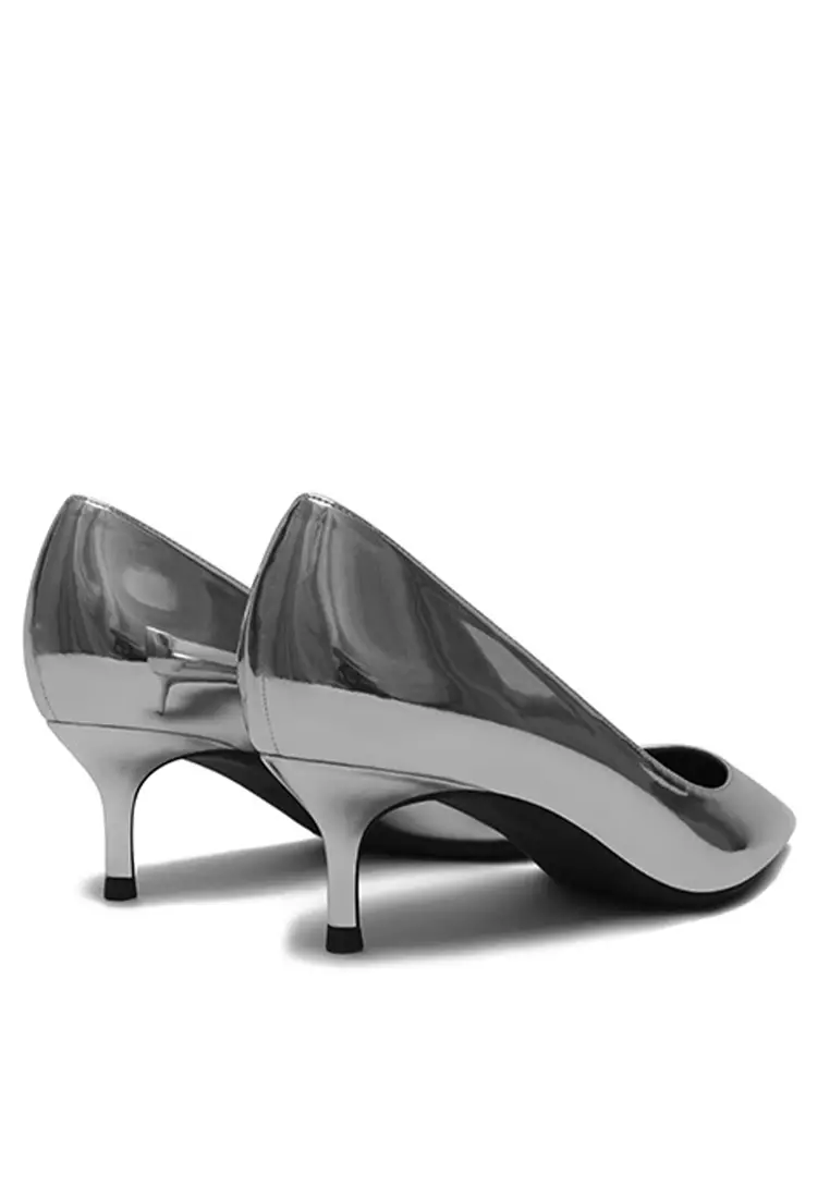 5CM Metallic Faux Leather Pointed Mid Heel Shoes HZL150