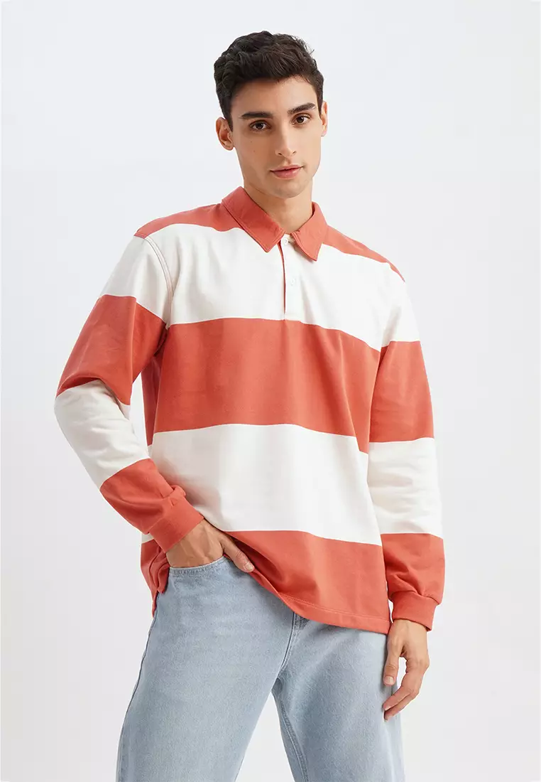 Penshoppe Relaxed Fit Long Sleeves Blocking Polo 2024 Buy