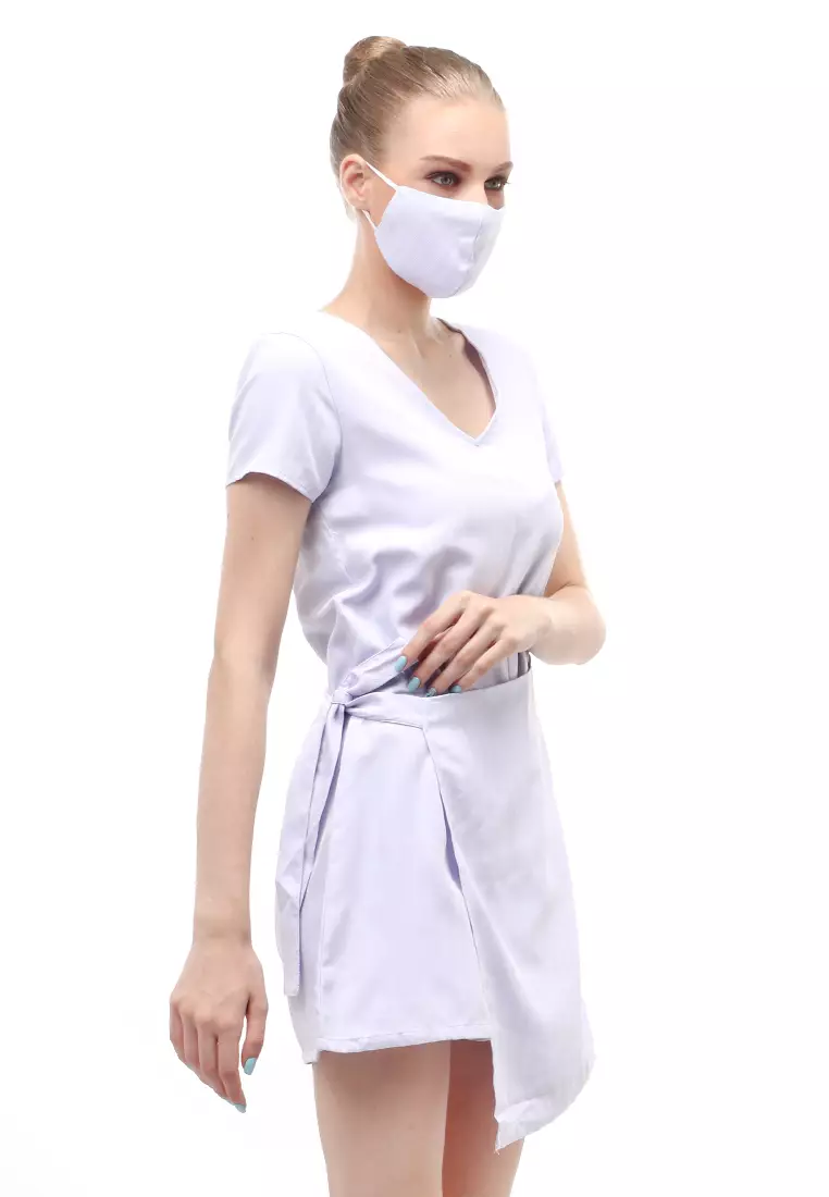 Jumpsuit Wanita Design Casual Model Asimetris - Light Blue