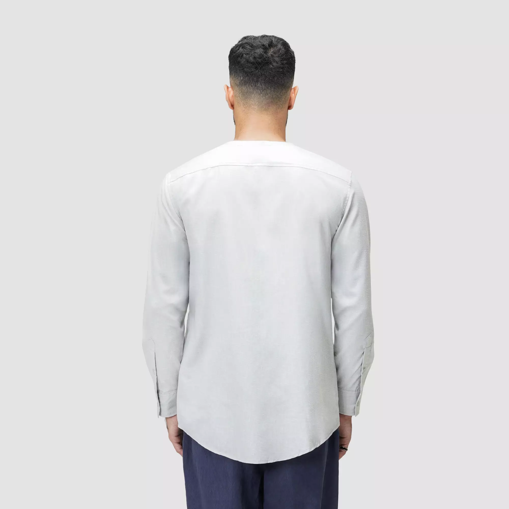CELCIUS V-neck Oxford Kemeja Lengan Panjang L03000711C Silver