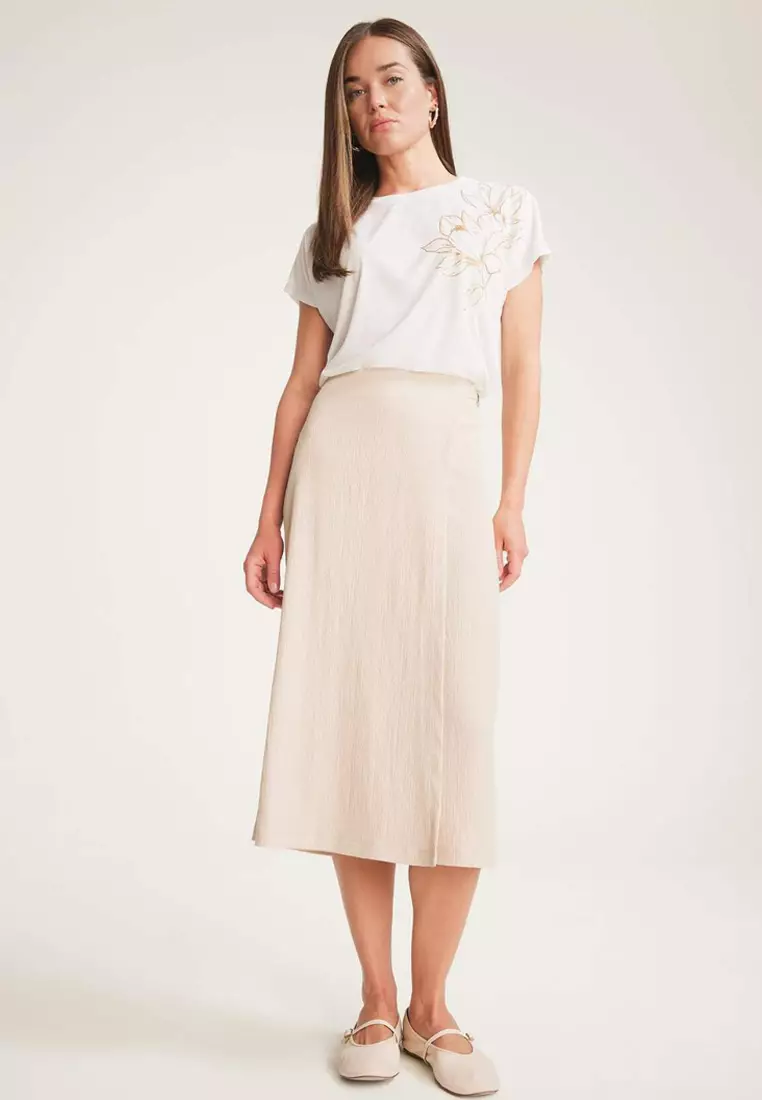 Regular Fit Basic Plain Midi Skirt