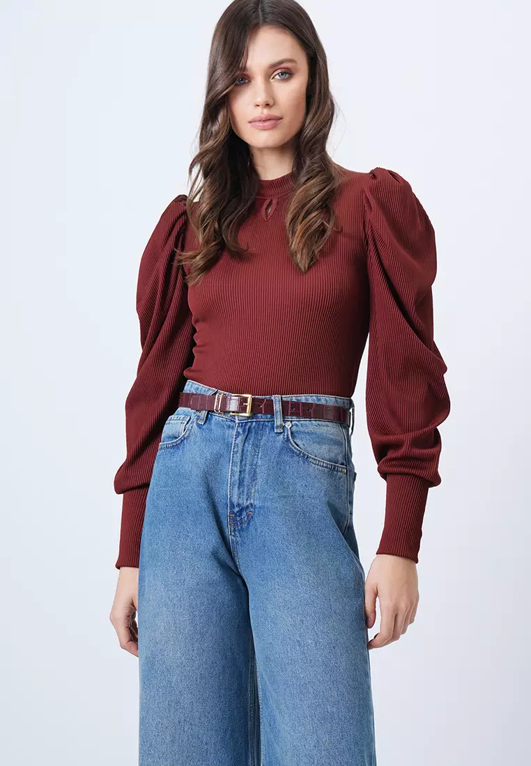 Long Puff Sleeves Top