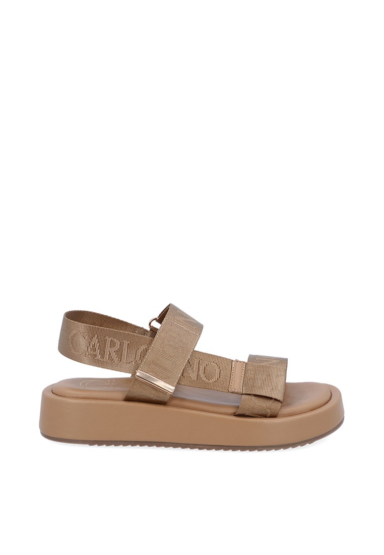 Medium Brown Logogram Sandals