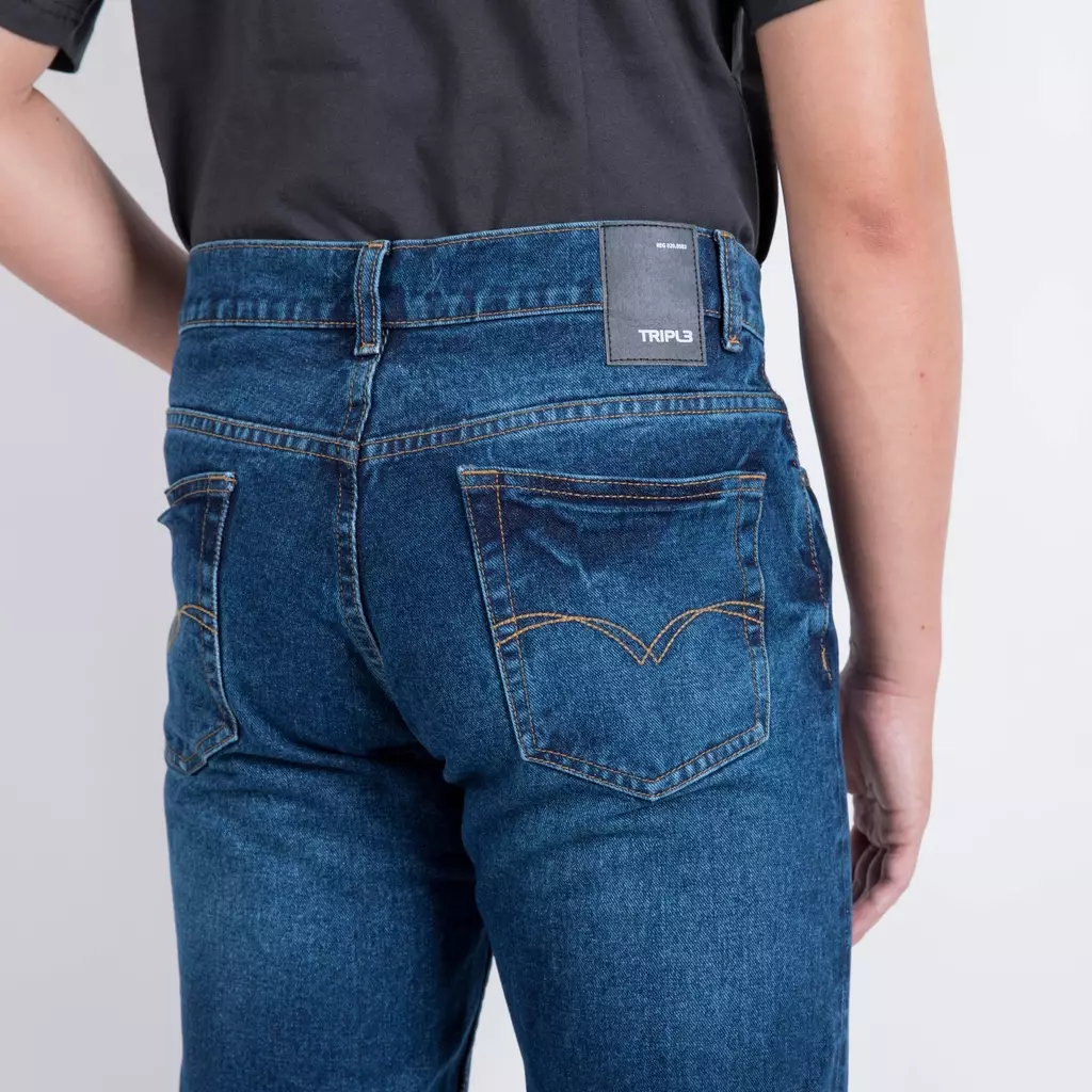 TRIPLE Celana Jeans Non Stretch Regular Slim Medium Wash (191 858 BWB)