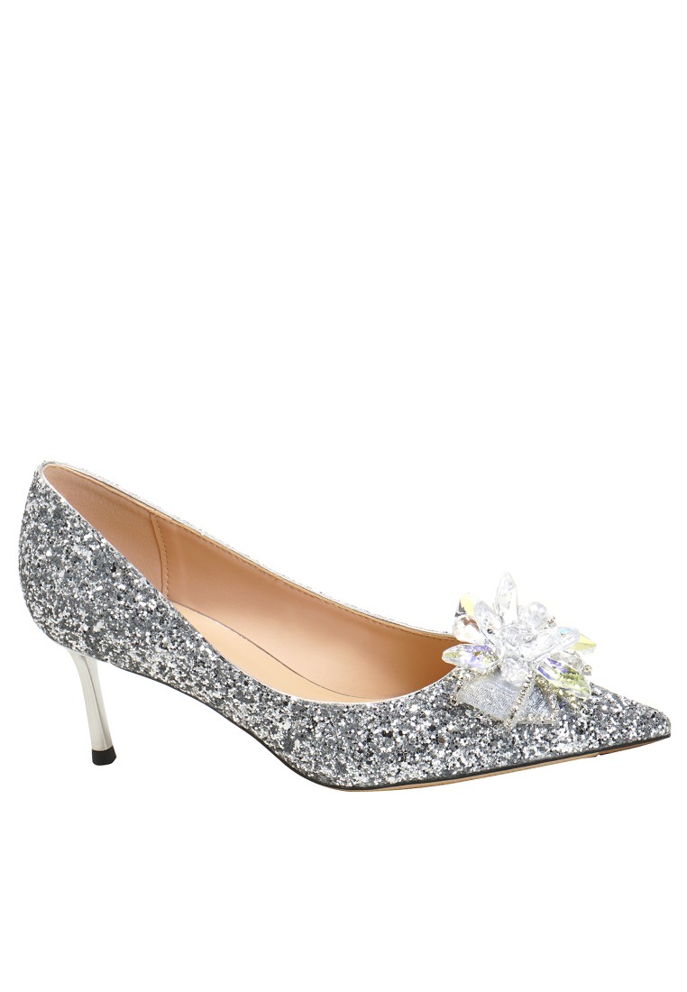 6.5CM Rhinestone Buckle Sequin Wedding Heel TE7193-10