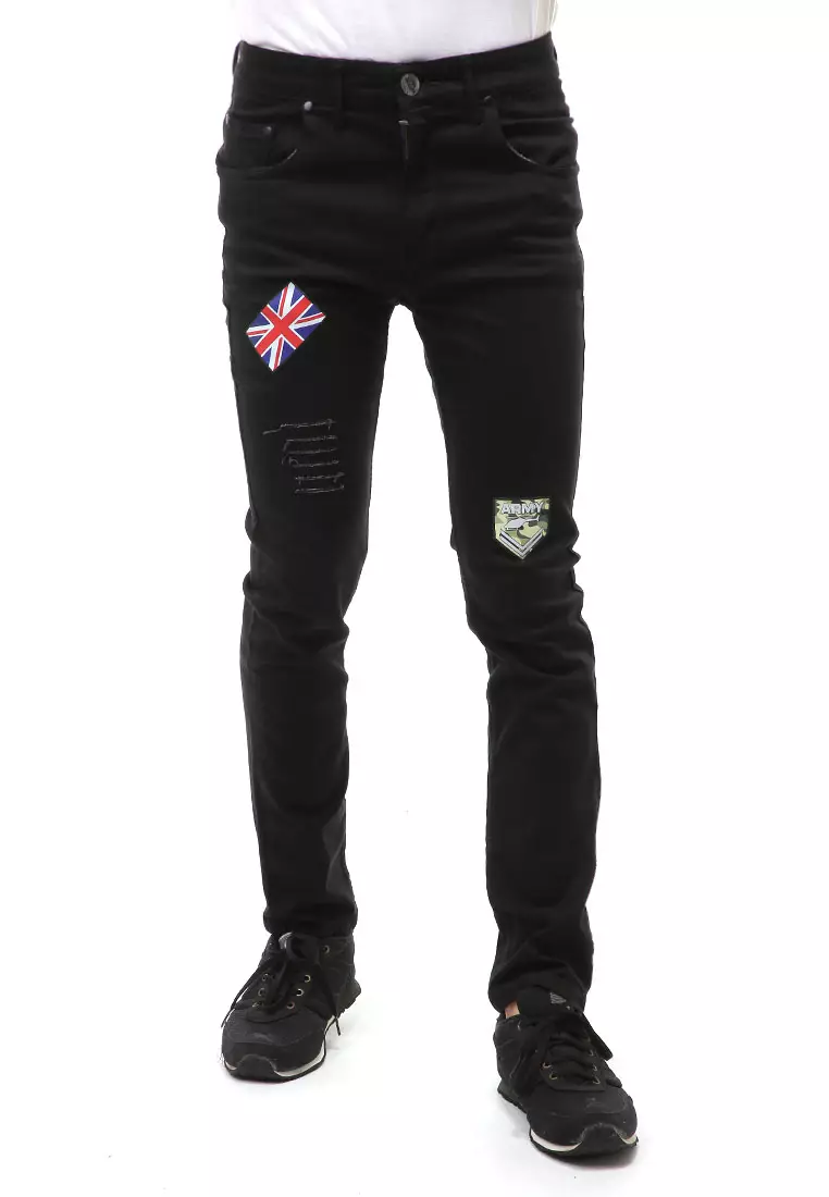 Locko Long Pants Celana Panjang Pria Ripped Jeans Flag Motive Material Denim ORIGINAL