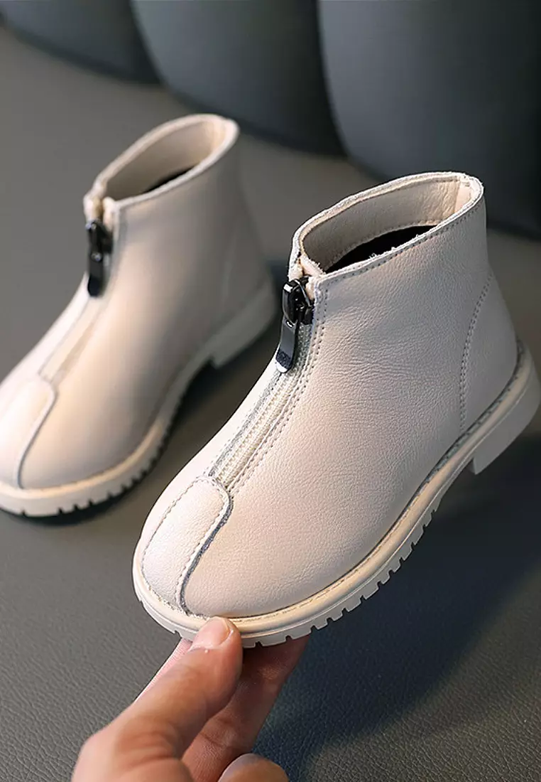 Front zip online ankle boots