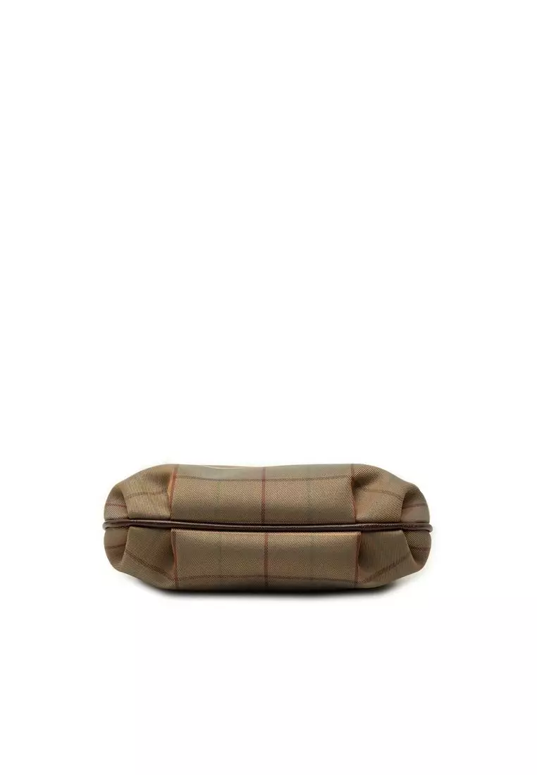 Pre-Loved Burberry Vintage Check Canvas Kiss Lock Crossbody