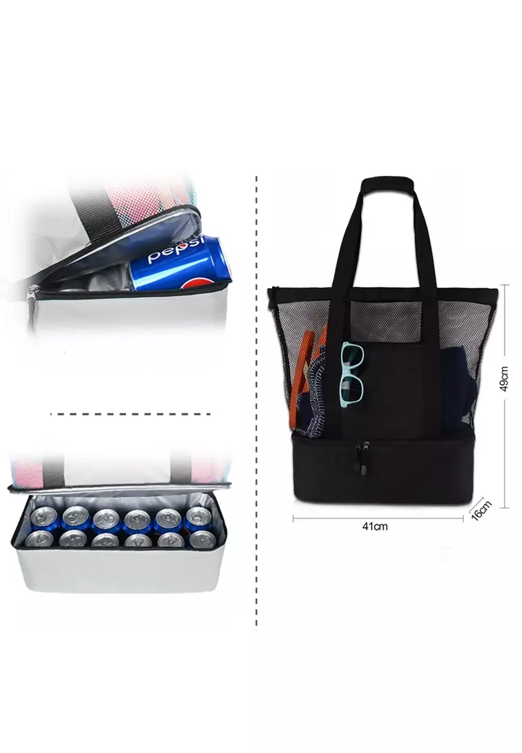 Outdoor Beach Picnic Bag With Cooler 42x37x15cm Black