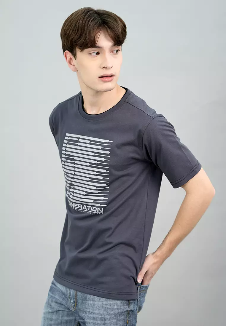 Jual LGS LGS Slim Fit Kaos Casual Pria Lengan Pendek Motif