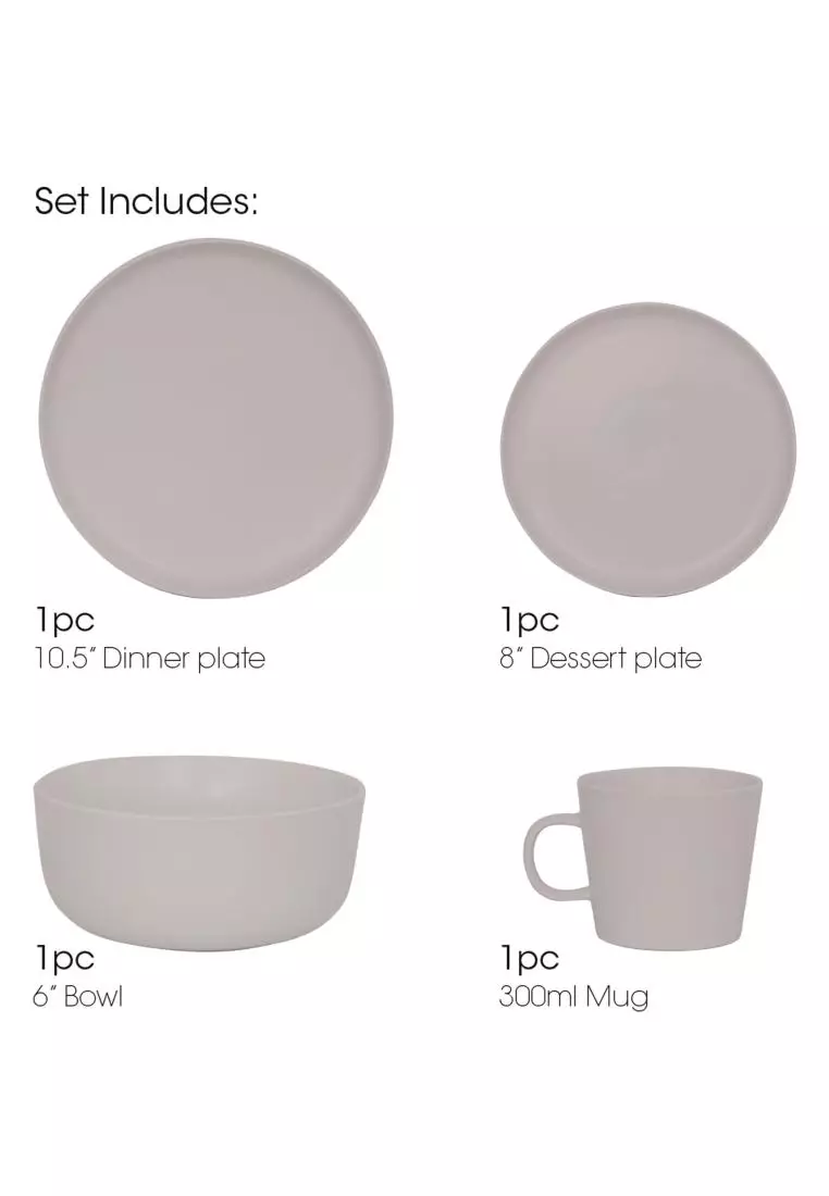 Buy Slique Slique Dinnerware Set of 4 Glazed Stoneware Taupe High