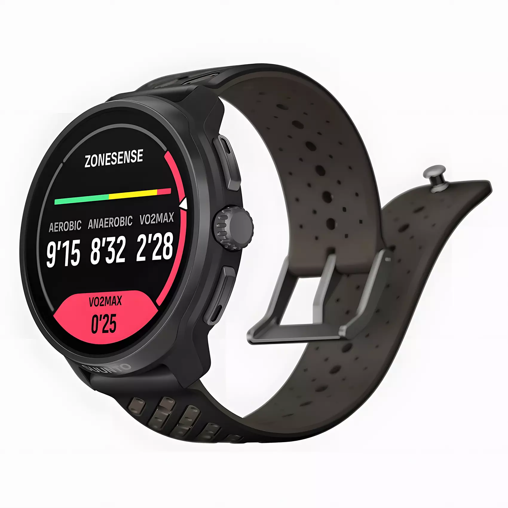 Suunto Race 2 - Jam Tangan Unisex - Dark Brushed Titanium Striped Two-Tone Black Silicone Strap - SS051202000