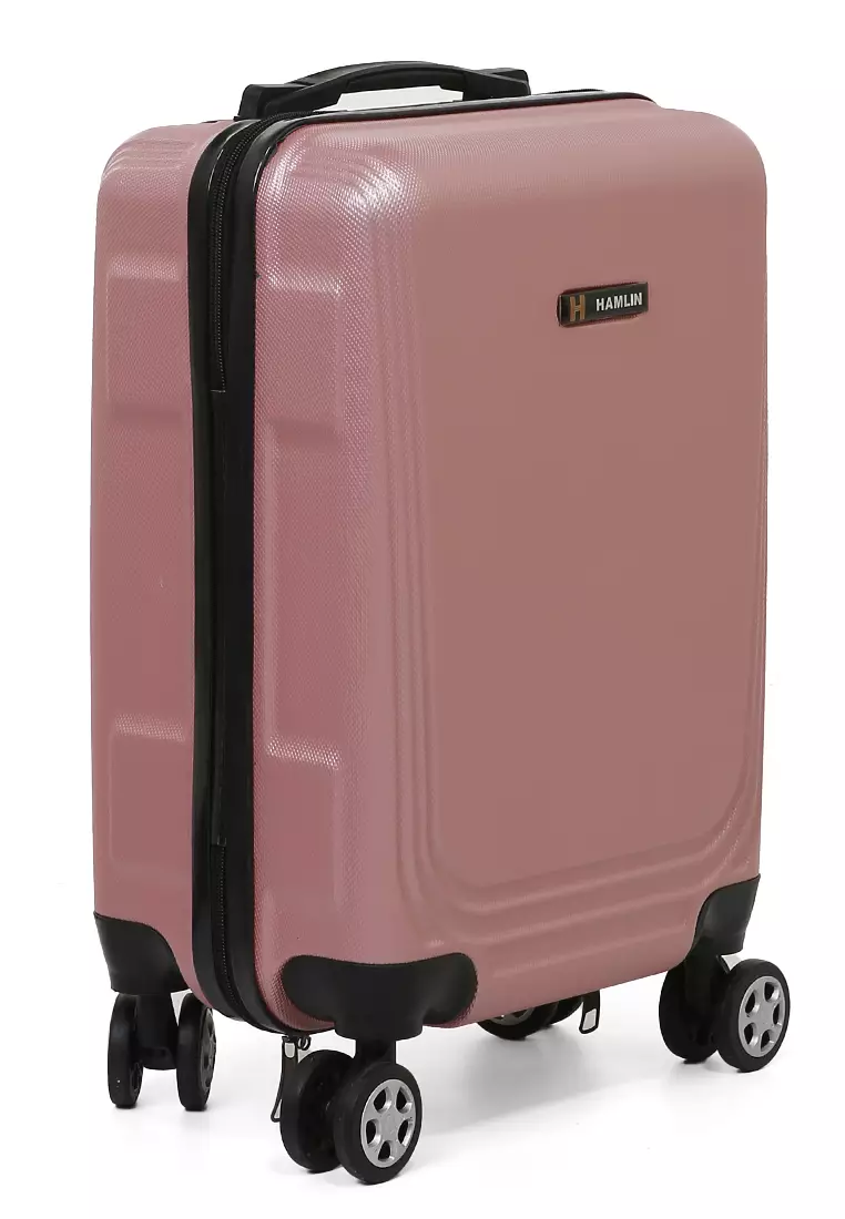 Caroline Koper Hardcase Unisex Size 18 Inch Tas Travel Large Compartment Material ABS+PVC Coated ORIGINAL - Pink