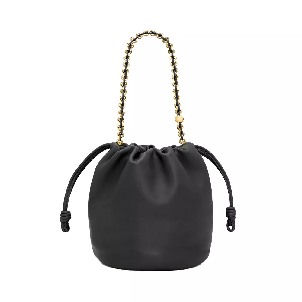 Flamenco Purse Bucket Bag in Mellow Nappa Lambskin Black