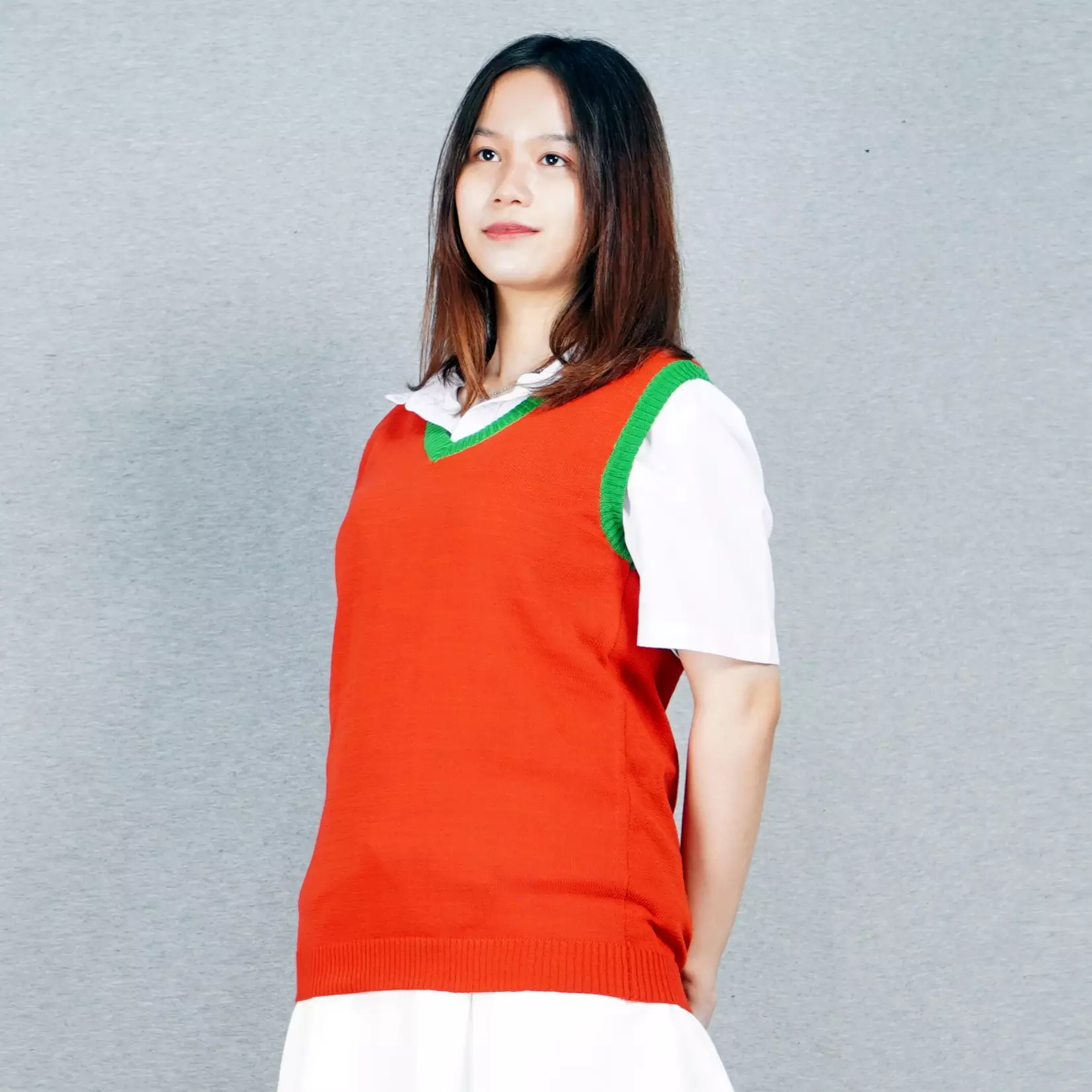 Rompi Natal Chirstmas Outfit Rompi Merah Natal Rompi Rajut Natal - MERAH