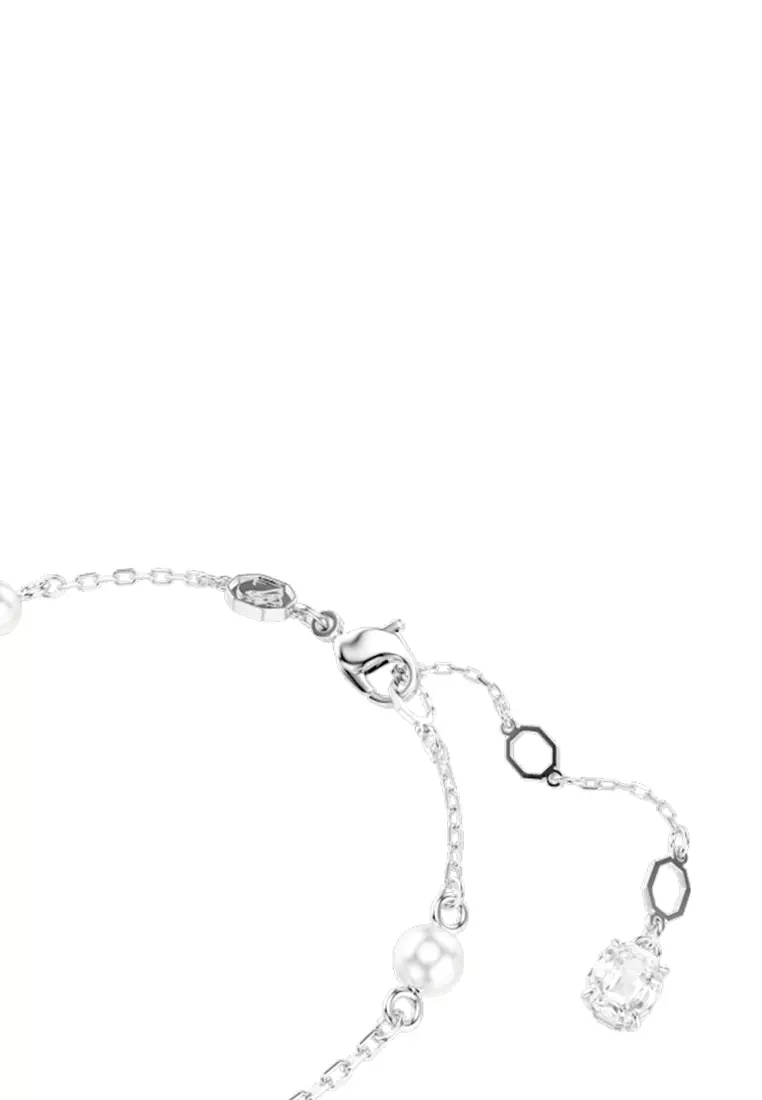 Snake Bracelet, Crystal Pearl, Mixed Cuts, Year Of The Snake, White, Rhodium Plated