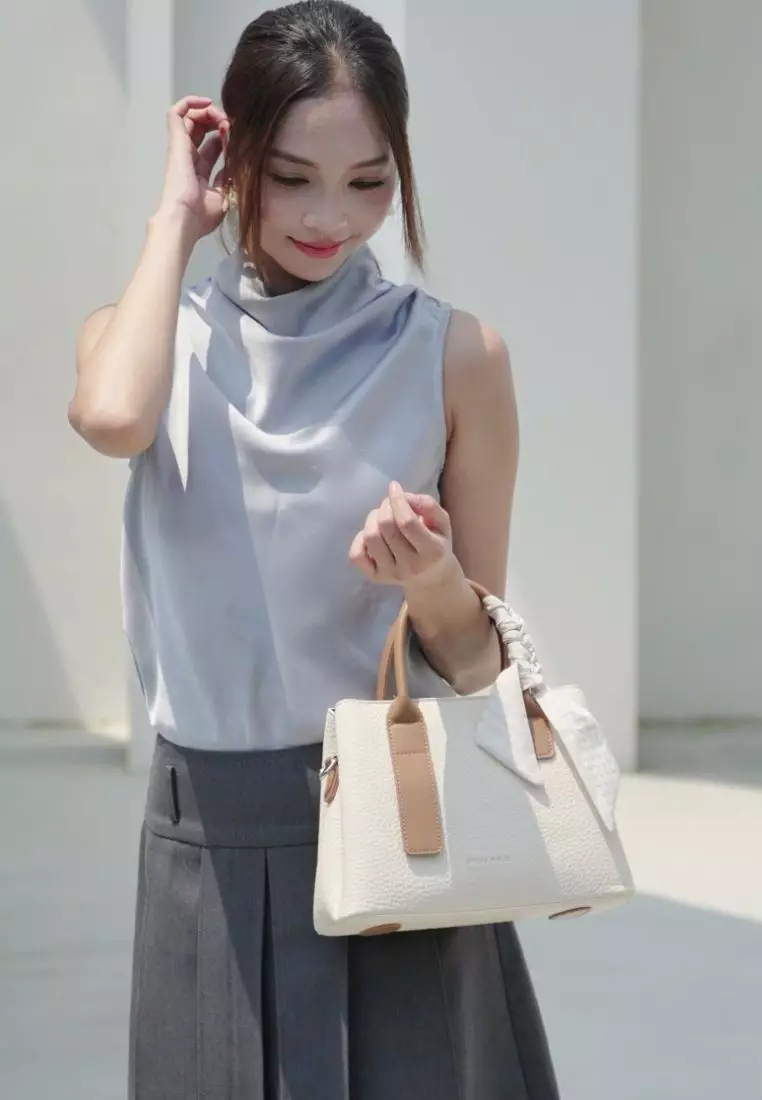 Women's Top Handle Bag / Sling Bag / Crossbody Bag - White