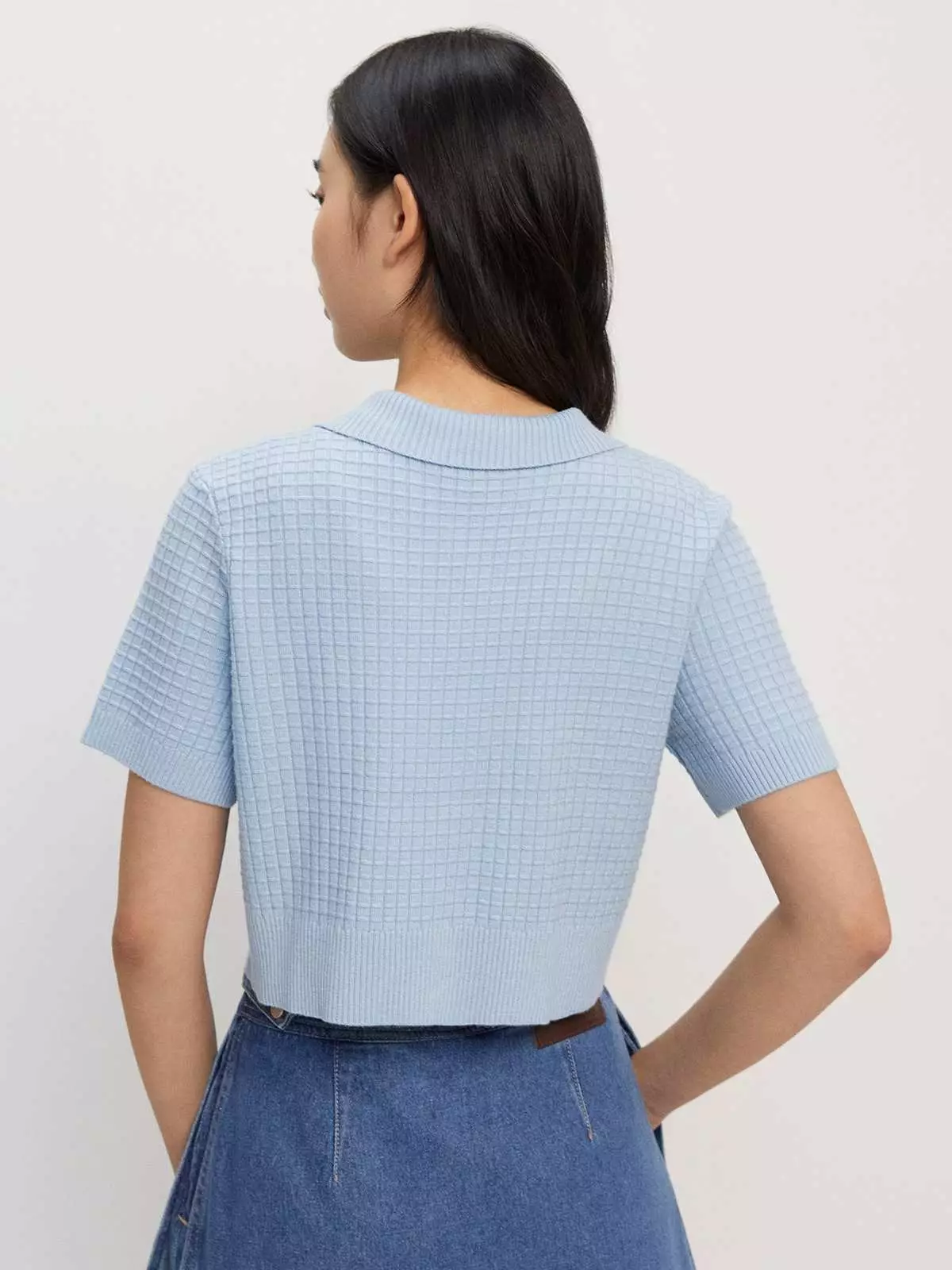 Knitted Button Top - Baby Blue
