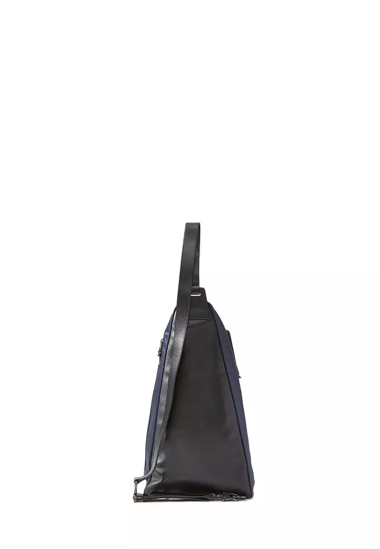 M black nylon crossbody bag with flap