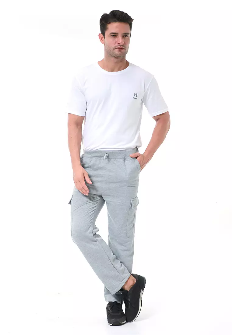 Nemanja Celana Cargo Panjang Pria Training Olahraga Sweatpants Polos Material Fleece ORIGINAL - Misty Gray