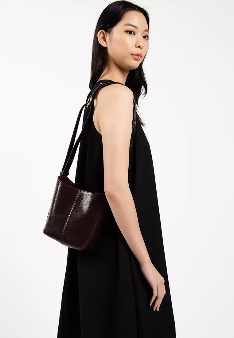 Halo Glazed Leather Mini Bucket Bag