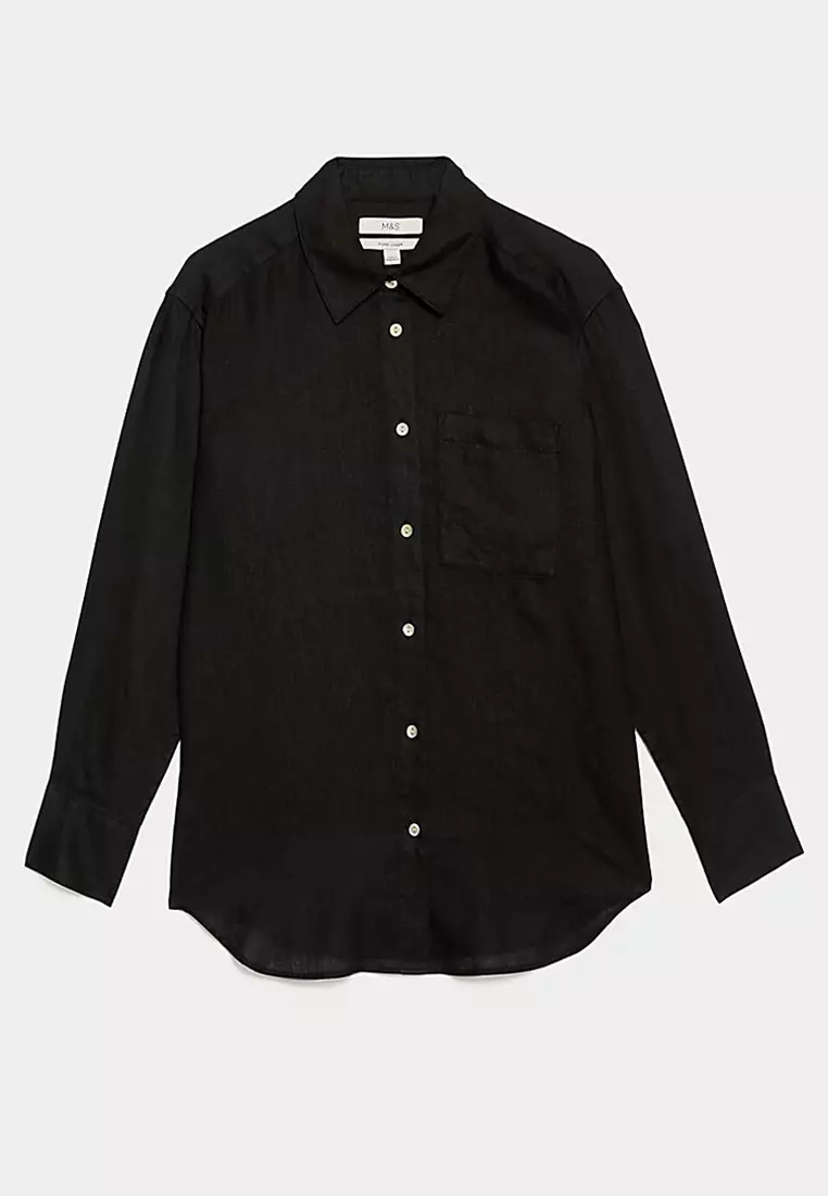 Pure Linen Oversized Girlfriend Style Shirt