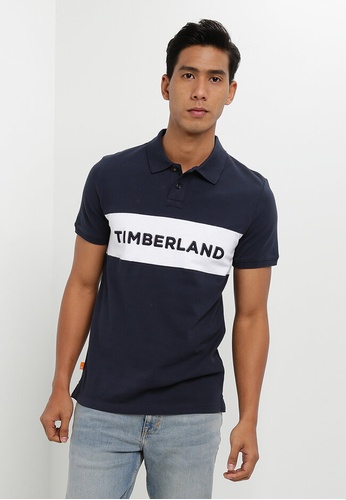 Timberland navy SS Block Linear Logo Pique Polo Shirt 01153AA2E9DF3DGS_1