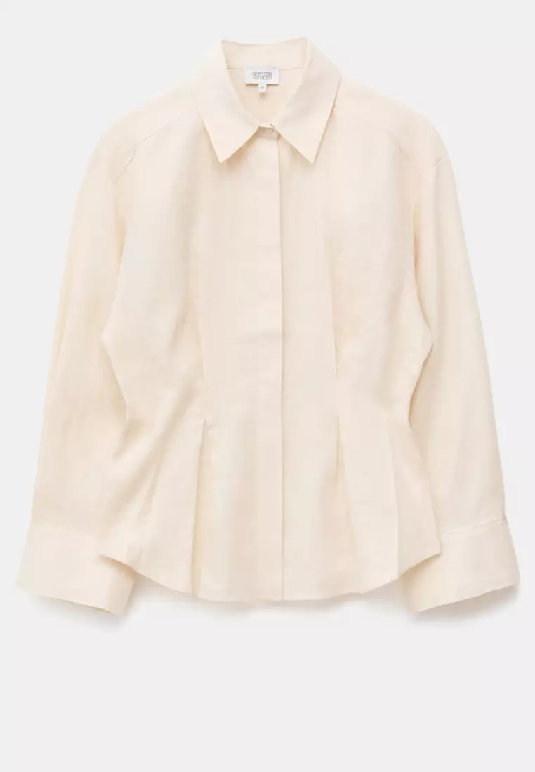 Pleated-Waist Linen Shirt