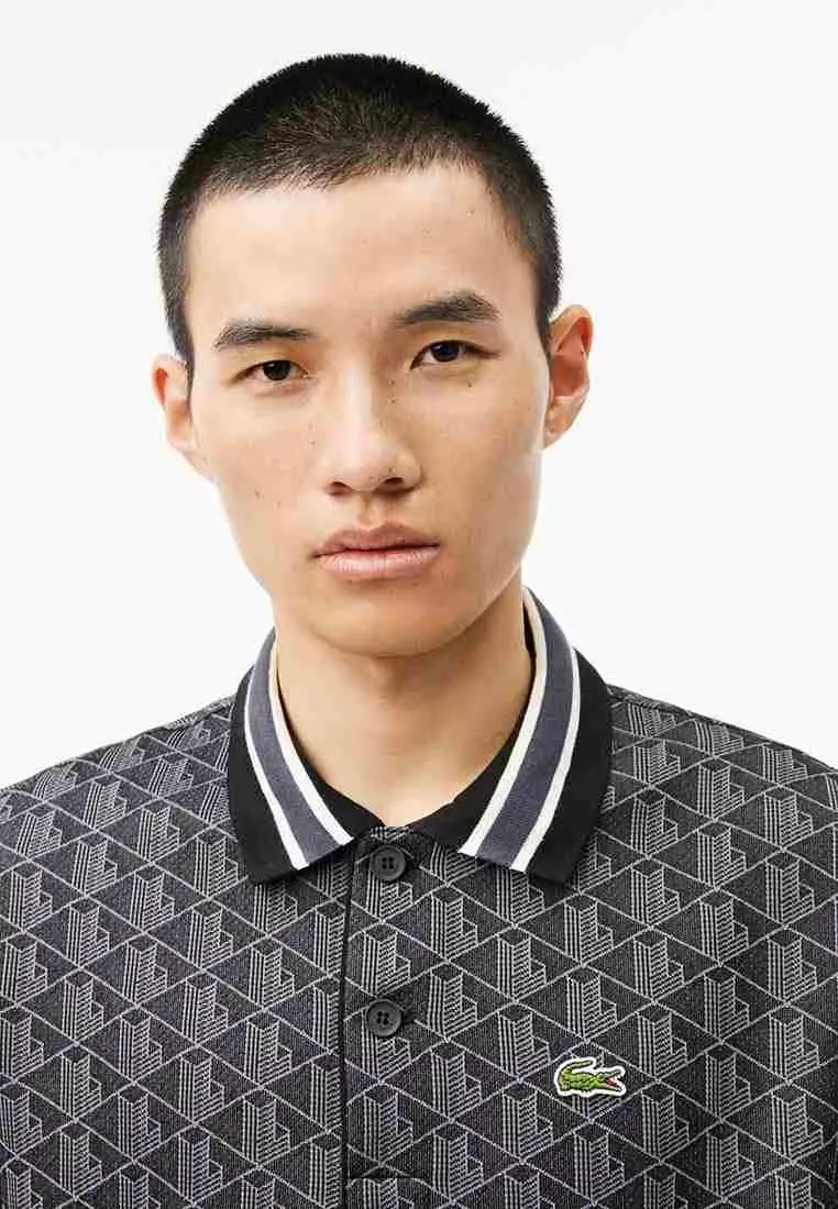 Classic Fit Contrast Collar Monogram Motif Polo Shirt